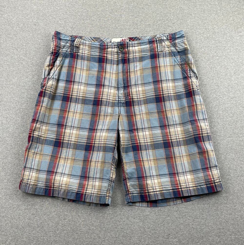 Y2K Aeropostale Shorts Mens 36 Blue Red Plaid Baggy Preppy Casual 100% Cotton